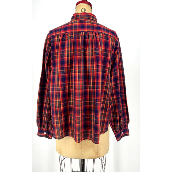 Vintage 80s Azur Button Front Blouse Red Plaid Long Sleeve Collared EUR 44 - Picture 3 of 8